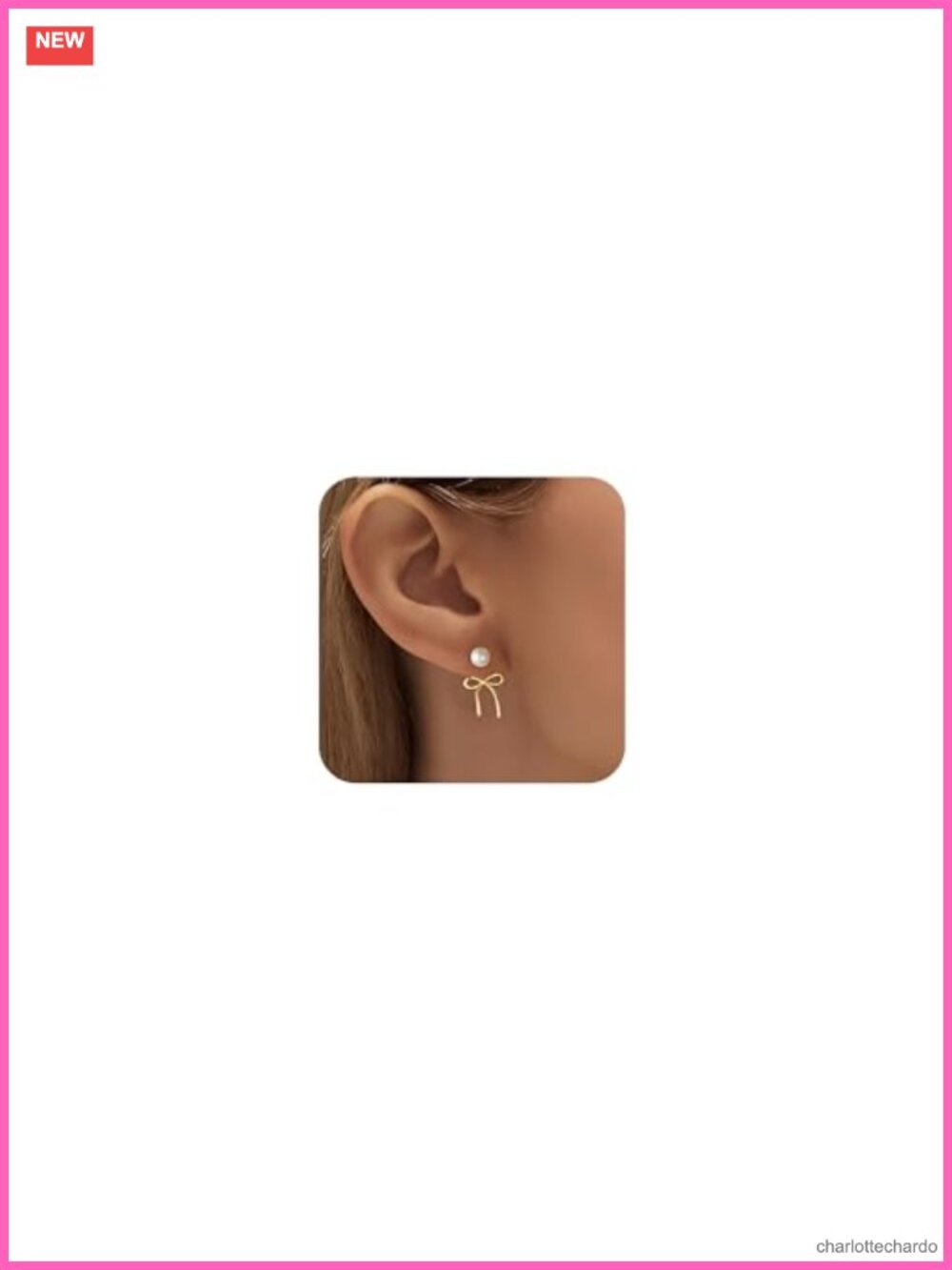 14K Gold Plated Bow Pearl Hoop Earrings Twist Rope Huggie Dangle